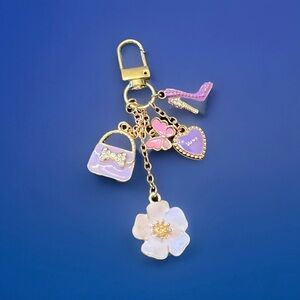 Purple Floral Bag Charm